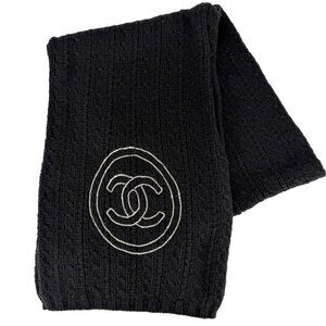 Chanel Scarf Knit CC Logo Coco Chain Cashmere